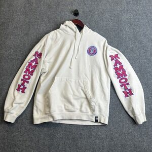 Mammoth Mountain Pullover Hoodie Mens Large White Cotton Ski Resort Graphic Y2K